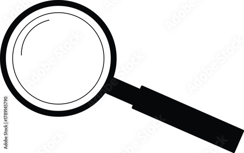 Magnifying Glass Icon for Research, Search and Discovery in Simple Black and White