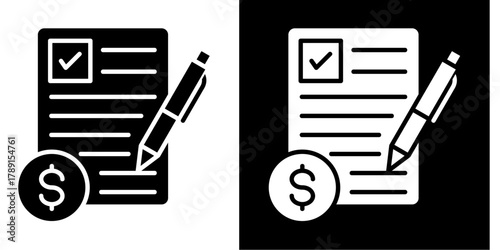 Budget Proposal   Icon Set White Style Collection