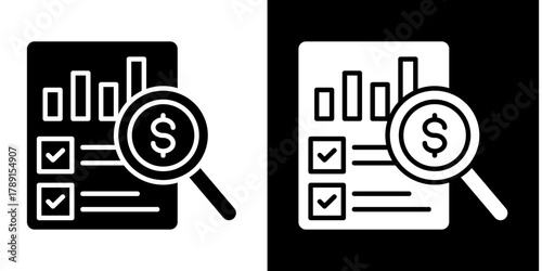 Cost Summary   Icon Set White Style Collection