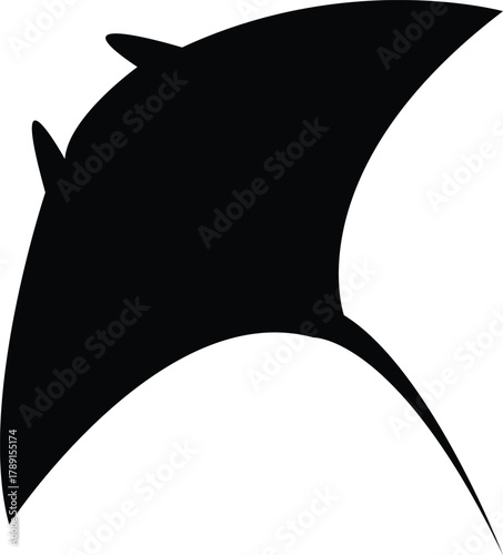 Black Manta Ray Silhouette for Marine Life and Ocean Conservation Projects