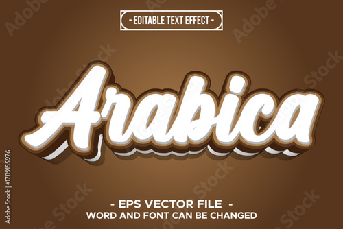 Arabica Coffee Text Effect – Editable 3D Layered Font Style on Brown Background
