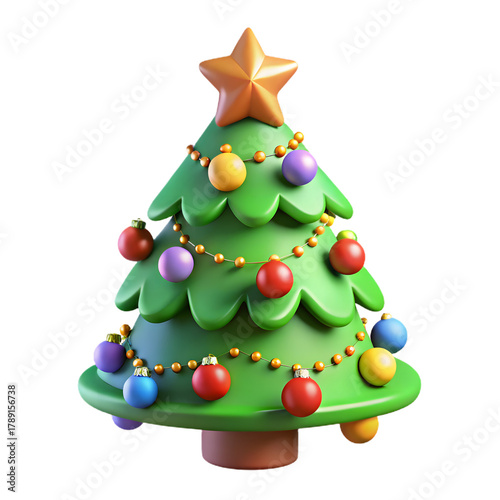 Wallpaper Mural Stylized christmas tree with star topper and colorful ornament decorations, against a background. Torontodigital.ca