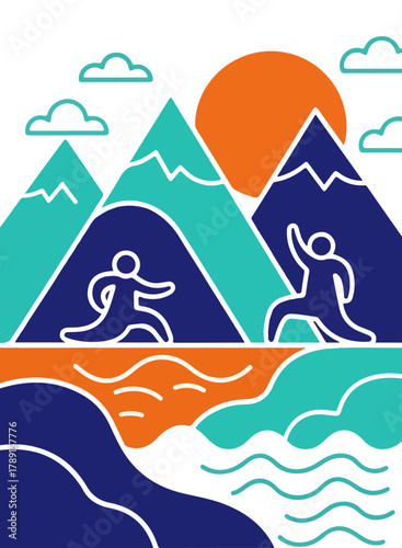 Stunning nature scene with yoga pose for mindful wellness and relaxation