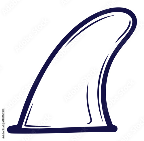 Clean blue surfboard fin illustration suitable for surf related branding and designs