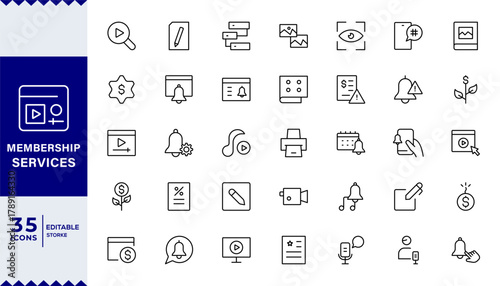 Pixel Perfect, Subscription Services Icon Set.  Most Useful Icons for Membership, Subscription, Billing, High-Quality Icons for Subscription Models, Digital Services, Payments
