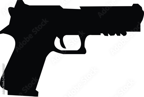 Silhouette of a Handgun A Simple, Bold Vector Representation for Design and Symbolism