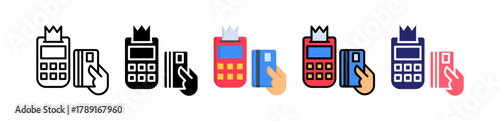 Credit Card Machine Multiple Style Icon Set Collection. 