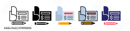 Checkbook Multiple Style Icon Set Collection. 