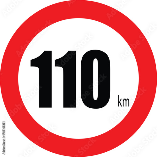 European style road sign indicating a maximum speed limit of 110 km per hour for traffic safety and regulation on the highway