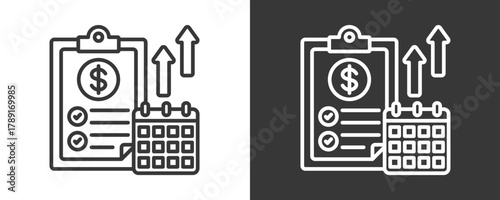 Financial Planning Icon Set Vector Collection Isolated In Black And White