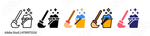 Mop Multiple Style Icon Set Collection. 