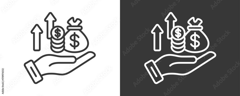 Fototapeta premium Profit Growth Icon Set Vector Collection Isolated In Black And White