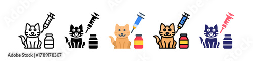 Animal Vaccination Multiple Style Icon Set Collection. 
