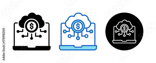 Digital Currency Multiple Style Icon Set Collection Mixed, Blue & Line. 