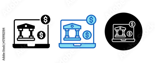 Online Banking Multiple Style Icon Set Collection Mixed, Blue & Line. 