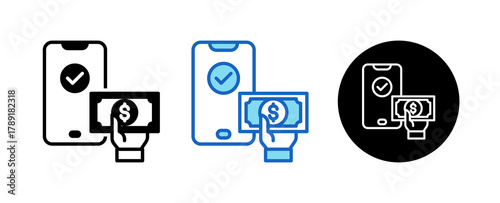 Digital Payment Multiple Style Icon Set Collection Mixed, Blue & Line. 