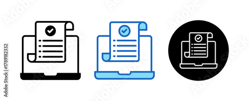 Digital Receipt Multiple Style Icon Set Collection Mixed, Blue & Line. 