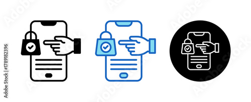 Mobile Checkout Multiple Style Icon Set Collection Mixed, Blue & Line. 