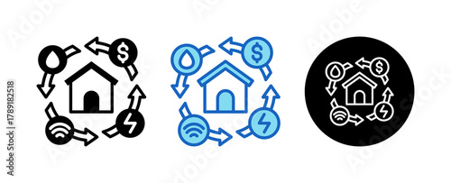 Utilities Multiple Style Icon Set Collection Mixed, Blue & Line. 