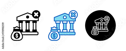 Unbanked Multiple Style Icon Set Collection Mixed, Blue & Line. 