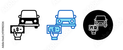 Fare Multiple Style Icon Set Collection Mixed, Blue & Line. 