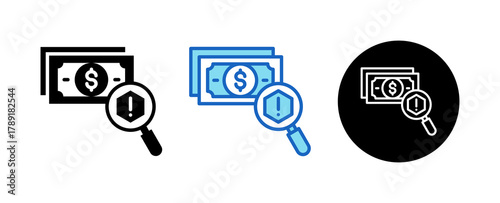 Counterfeit Multiple Style Icon Set Collection Mixed, Blue & Line. 