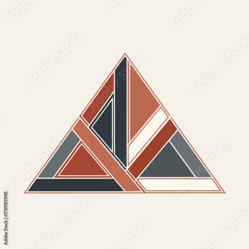 Abstract Geometric Triangle Composition with Earthy Tones.