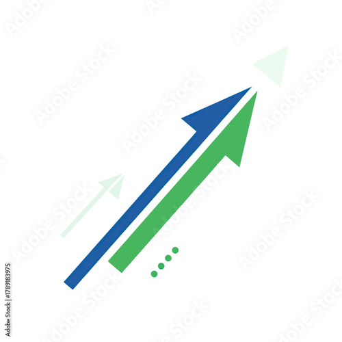 Ascending arrows represent growth and progress in business and strategy.