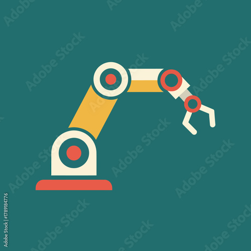 Robotic arm illustration representing automation and industrial technology in action.