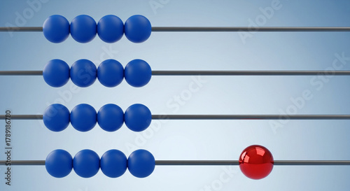 Unique Red Sphere Standing Out from Blue Crowd - Individuality Concept