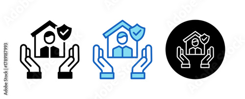 Life Insurance Multiple Style Icon Set Collection Mixed, Blue & Line. 