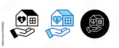 Housing Assistance Multiple Style Icon Set Collection Mixed, Blue & Line. 