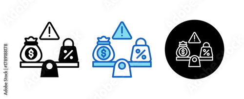 Equity Multiple Style Icon Set Collection Mixed, Blue & Line. 