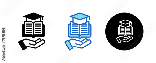 Learning Support Multiple Style Icon Set Collection Mixed, Blue & Line. 