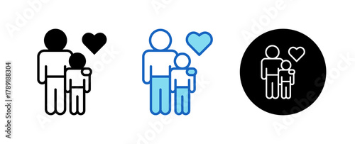 Paternity Multiple Style Icon Set Collection Mixed, Blue & Line. 