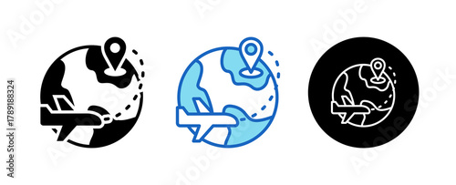 Travel Multiple Style Icon Set Collection Mixed, Blue & Line. 