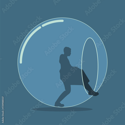 Step out of comfort zone or safe zone, dare to walk your own way or manage to exit from routine job to start new business. Businessman moving out of bubble and take a chance to success.