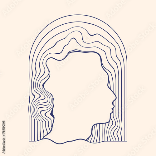 Distorted glitch style portrait. Mental health psychiatric disease concept. Deformed human head symbolizing a depressed state of a person.