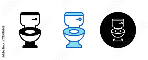 Toilet Multiple Style Icon Set Collection Mixed, Blue & Line. 