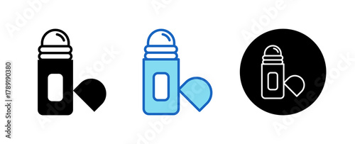 Roll On Multiple Style Icon Set Collection Mixed, Blue & Line. 