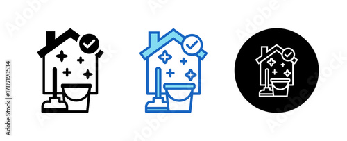 Cleanliness Multiple Style Icon Set Collection Mixed, Blue & Line. 