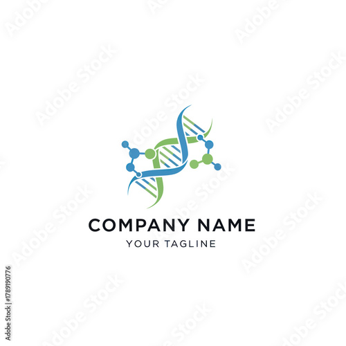 DNA helix logo representing scientific research and biotechnology company.