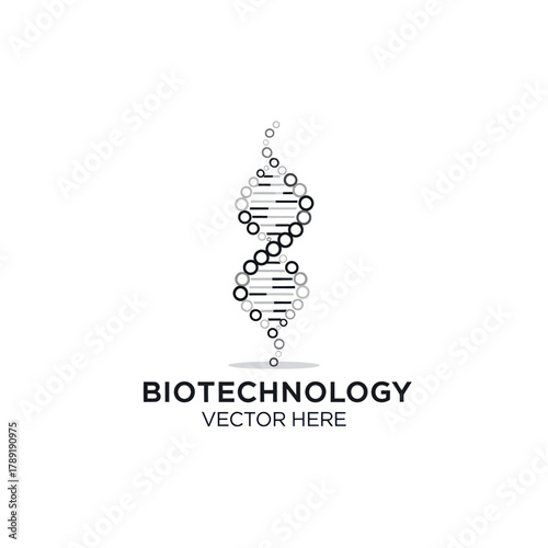 DNA Helix Illustration for Biotechnology Concept with Vector Text.