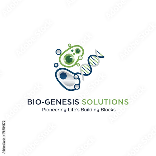 Bio Genesis Solutions logo representing scientific innovation and lifes building blocks.