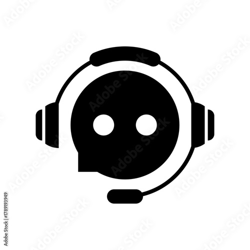 Customer Service Bot Icon. AI Chatbot Headset Vector. Technical Support Agent Icon