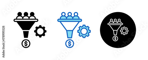 Conversion Rate Multiple Style Icon Set Collection Mixed, Blue & Line. 