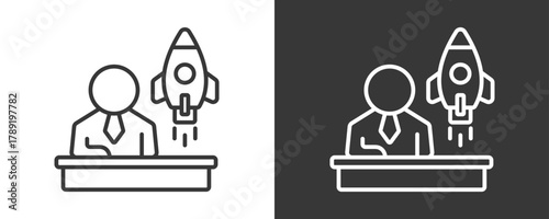 Founder Icon Set Vector Collection Isolated In Black And White