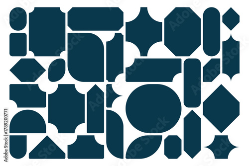 Seamless pattern of geometric shapes in navy creates a modern minimalist aesthetic