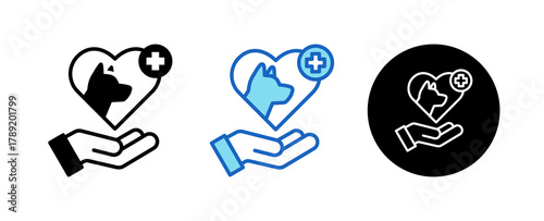 Pet Care Multiple Style Icon Set Collection Mixed, Blue & Line. 