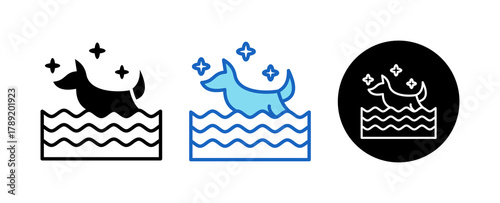 Hydrotherapy Multiple Style Icon Set Collection Mixed, Blue & Line. 